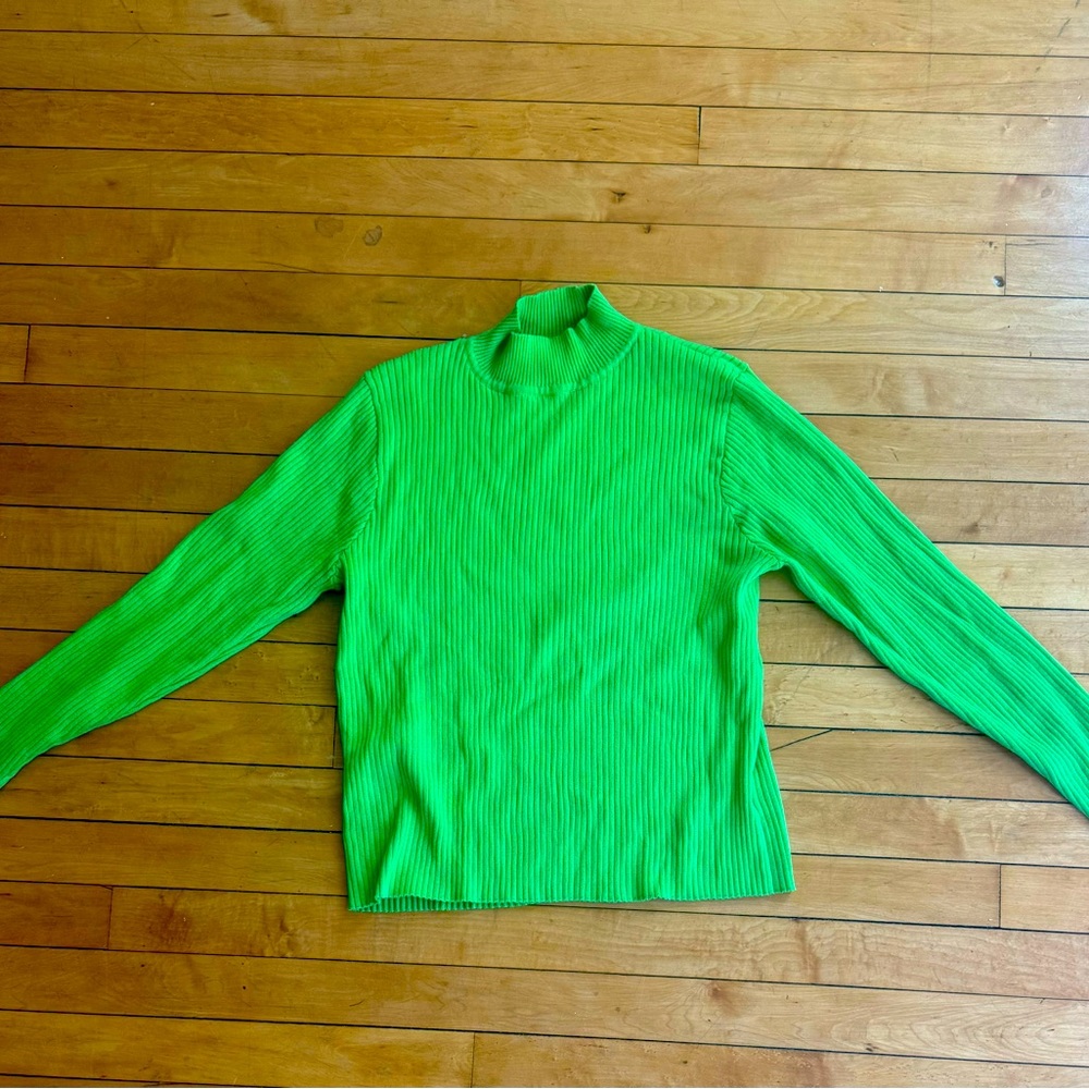 Shiny by Nature Lime Green Turtle Neck Sweater. Size XL